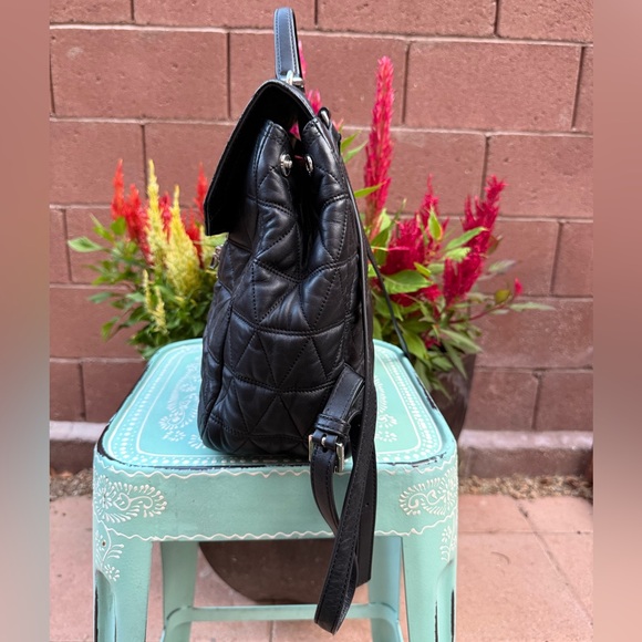Michael Kors Vivianne Leather Black Quilted Backpack - Picture 10 of 16